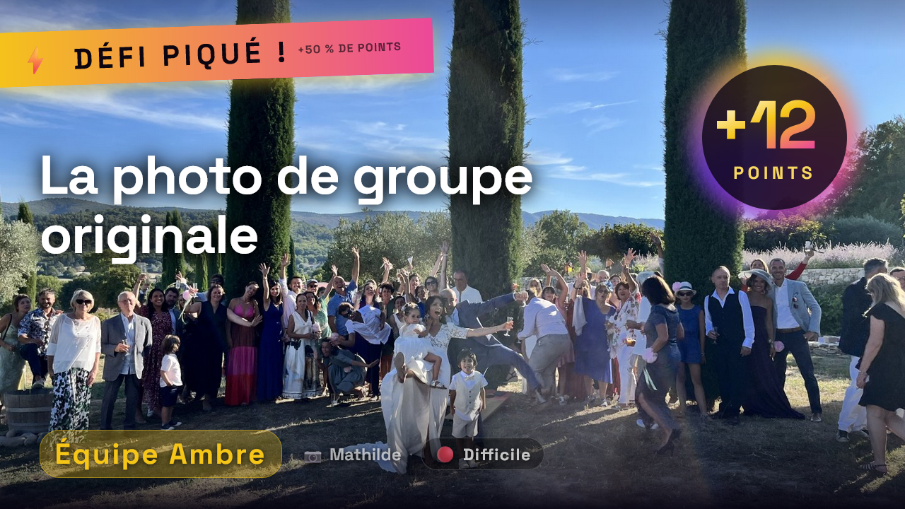 Défi photo réalisé lors d'un vrai mariage